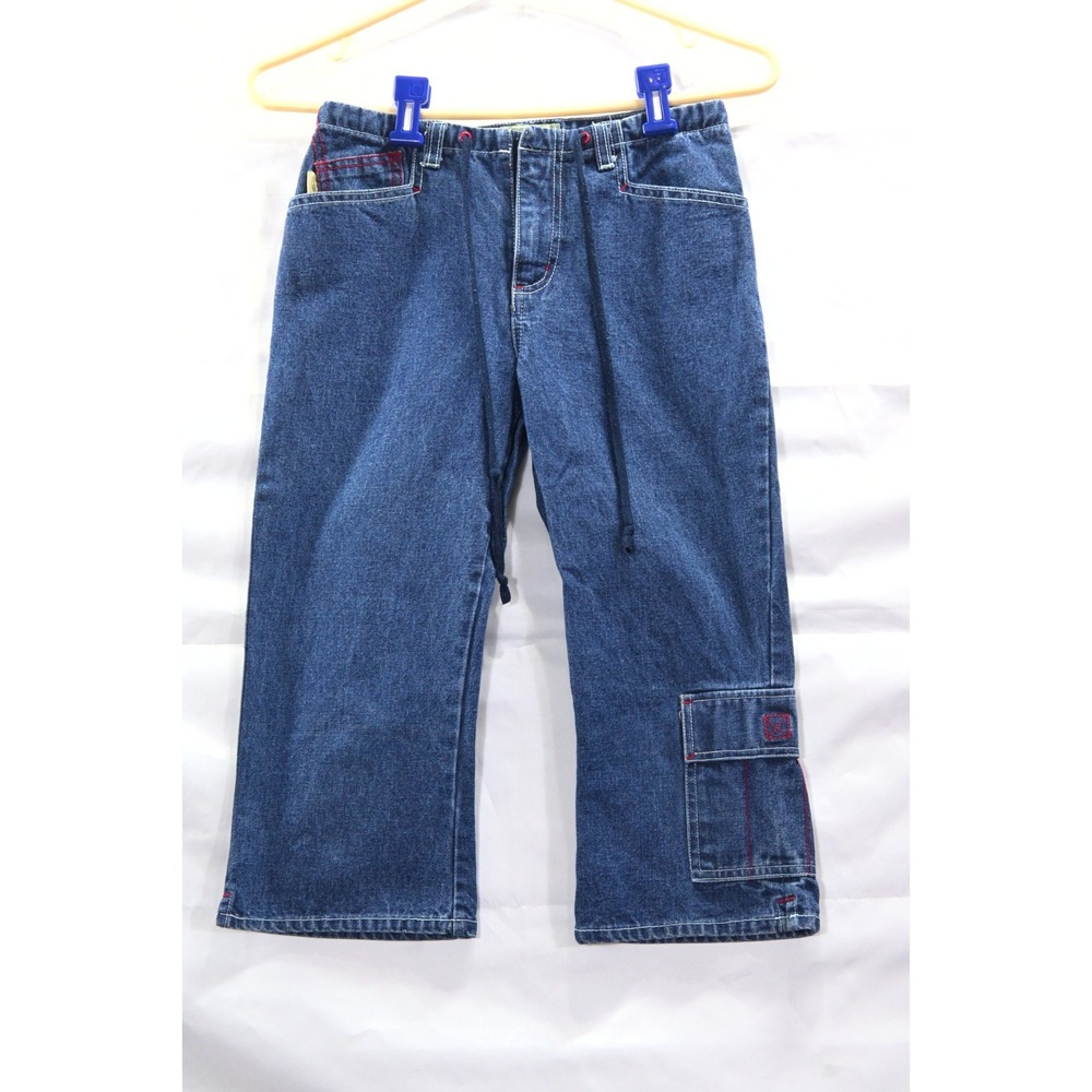 Vintage Be Bop Cargo Capri Jeans Women's Size 10 Blue Denim Drawstring Y2K